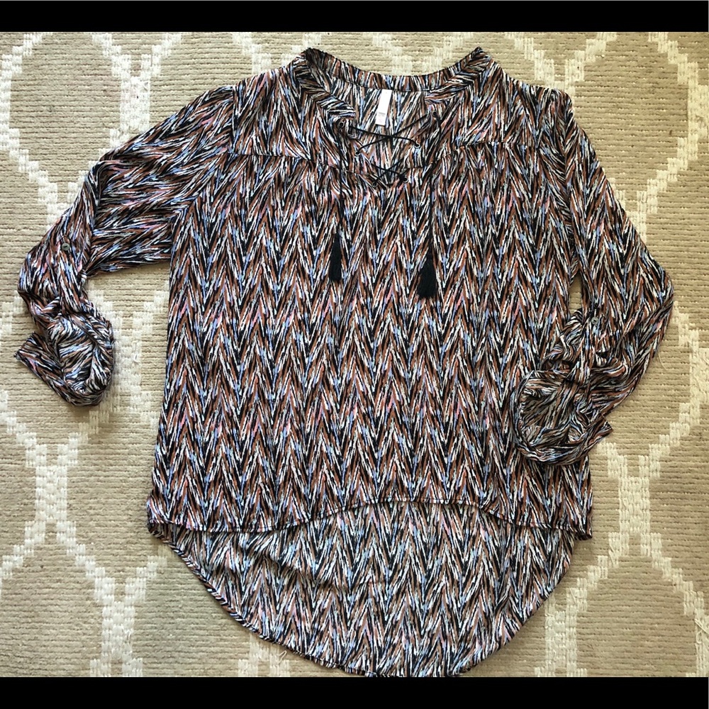 Xhilaration High/Low Aztec print blouse